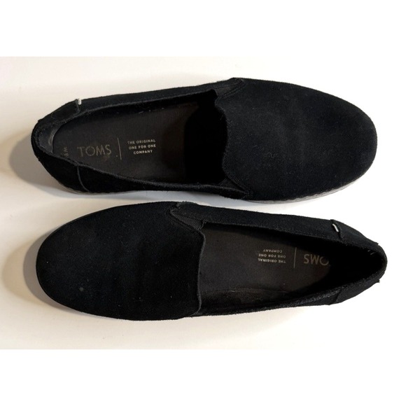 Toms Womens Black Suede Slip On Shoes Size 9.5 Platform Cushioned Casual Classic - Picture 3 of 10